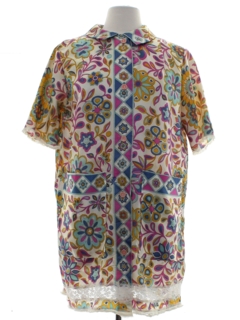 1960's Womens Silk Lounge Mini Shift Dress