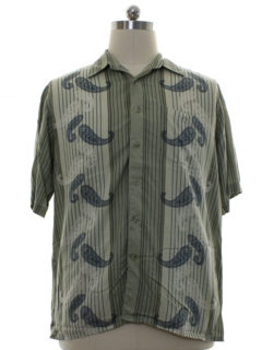 1990's Mens Graphic Print Rayon Sport Shirt