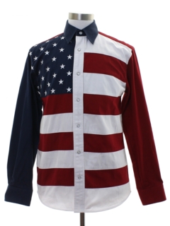 1990's Mens Wicked 90s Oh So Subtle Patriotic Western Shirt