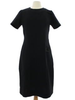 1960's Womens Mod Knit Little Black Dress