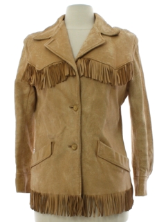 1950's Womens Fringed Distressed Grunge Rockabilly Leather Jacket