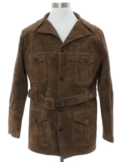 1960's Mens Mod Suede Leather Car Coat Jacket
