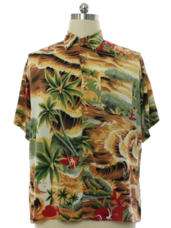 1990's Mens Drapey Rayon Hawaiian Shirt