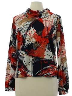 1960's Womens Mod Abstract Op Art Shirt