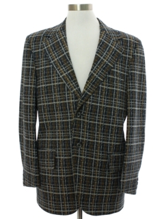 1970's Mens Plaid Disco Blazer Sport Coat Jacket