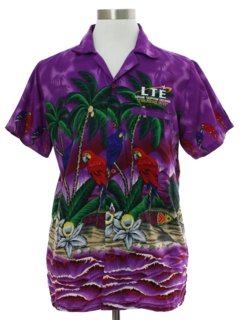 1990's Mens LTE LARAMIE Telephone Company Logo Hawaiian Shirt