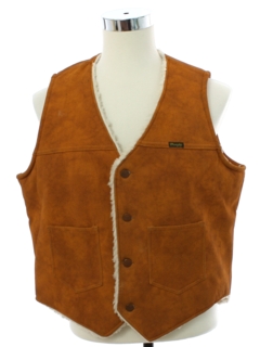 1980's Mens Wrangler Faux Suede Leather Western Style Vest