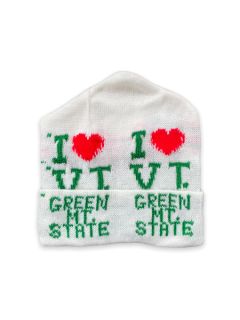 1980's Unisex Accessories - I Heart Vermont Intarsia Knit Ski Beanie Hat