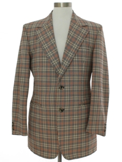 1970's Mens Plaid Disco Blazer Sport Coat Jacket