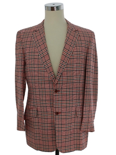 1970's Mens Bill Blass Designer Plaid Disco Blazer Sport Coat Jacket