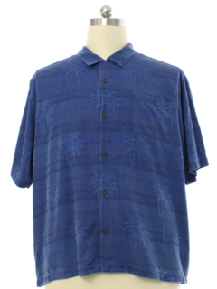 1990's Mens Hawaiian Style Palm Tree Silk Tommy Bahama Sport Shirt