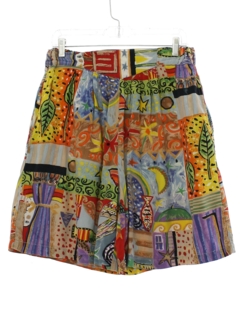 1980's Womens Rayon Blend Abstract Print Shorts