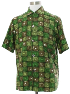 1950's Mens Duke Kahanamoku Cotton Sateen Hawaiian Shirt