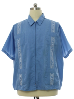 1990's Mens Zip Front Guayabera Shirt