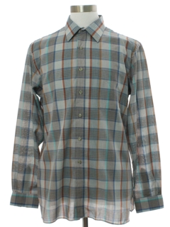 1980's Mens Plaid Sport Shirt