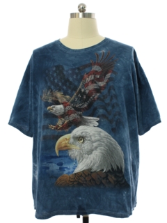 1990's Mens Eagle and Flag Animal T-shirt