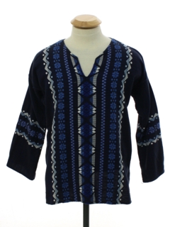 1970's Unisex Ladies or Boys Hippie Style Tunic Shirt