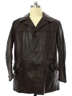 1960's Mens Mod Leather Car Coat Jacket