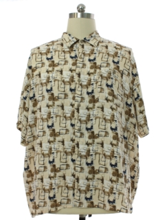 1990's Mens Rayon Graphic Print Sport Shirt