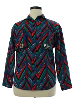 1980's Womens Wrangler Southwestern Print Western Shirt