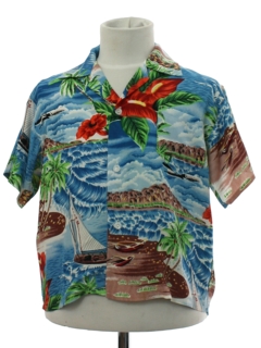 1950's Unisex Ladies or Boys Rayon Hawaiian Shirt