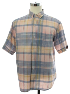 1980's Mens Totally 80s Preppy Plaid Shirt