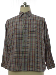 1980's Mens Plaid Sport Shirt