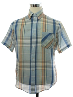 1980's Mens Totally 80s Plaid Linen Shirt