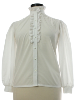 1980's Womens Ruffled Secretary Shirt