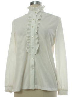 1970's Womens Ruffled Front Secretary Shirt