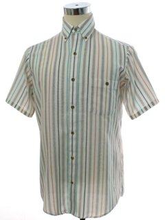 1980's Mens Totally 80s Preppy Striped Shirt