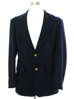 1970's Mens Midnight Blue Disco Blazer Sport Coat Jacket