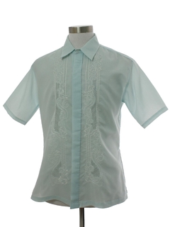 1980's Mens Sheer Embroidered Hippie Shirt