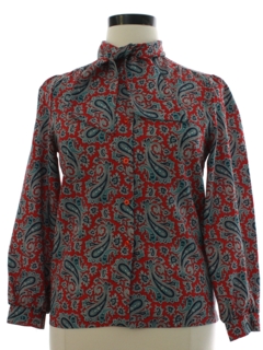 1970's Womens Paisley Print Secretary Shirt