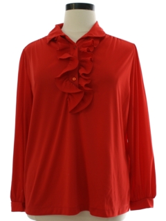 1970's Womens Ruffled Front Secretary Shirt