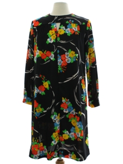 1970's Womens Mod Pow Flower Dress