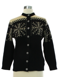 1950's Womens Fab Fifties Norweigan Style Wool Snowflake Sweater