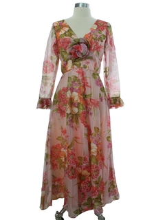 1970's Womens Prom Or Cocktail Maxi Dress