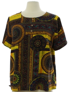 1990's Womens Ethnic Hippie Style Tunic Shirt