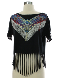 1980's Womens Totally 80s Southwestern Style Cropped Hippie Shirt