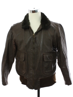 1970's Mens Leather Bomber Air Force Military Flight Jacket