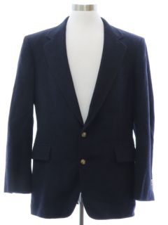 1980's Mens Nordstrom Soft Wool Dark Blue Blazer Style Sport Coat Jacket