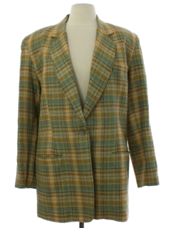 1980's Womens Totally 80s Boyfriend Style Linen Blazer Sport Coat Jacket