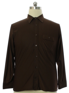 1980's Mens Shiny Nylon Solid Disco Shirt