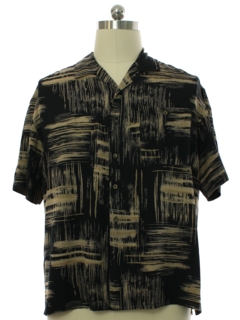 1990's Mens Wicked 90s Silk Graphic Print Sport Shirt