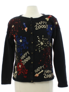 1990's Womens y2k 2000 Ugly New Years Sweater