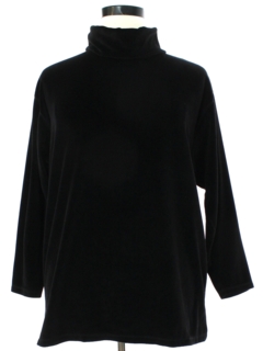 1990's Womens Black Velour Sweatshirt