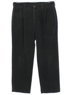 1990's Mens Black Baggy Pleated Corduroy Pants