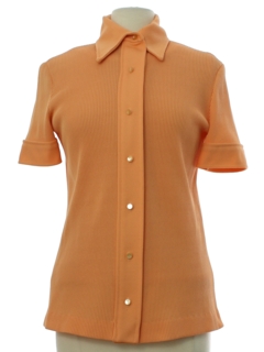 1970's Womens Knit Two Piece Mod Knit Shirt Set