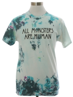 1990's Unisex All Monsters Are Human Double Stitch Tie Dye T-shirt